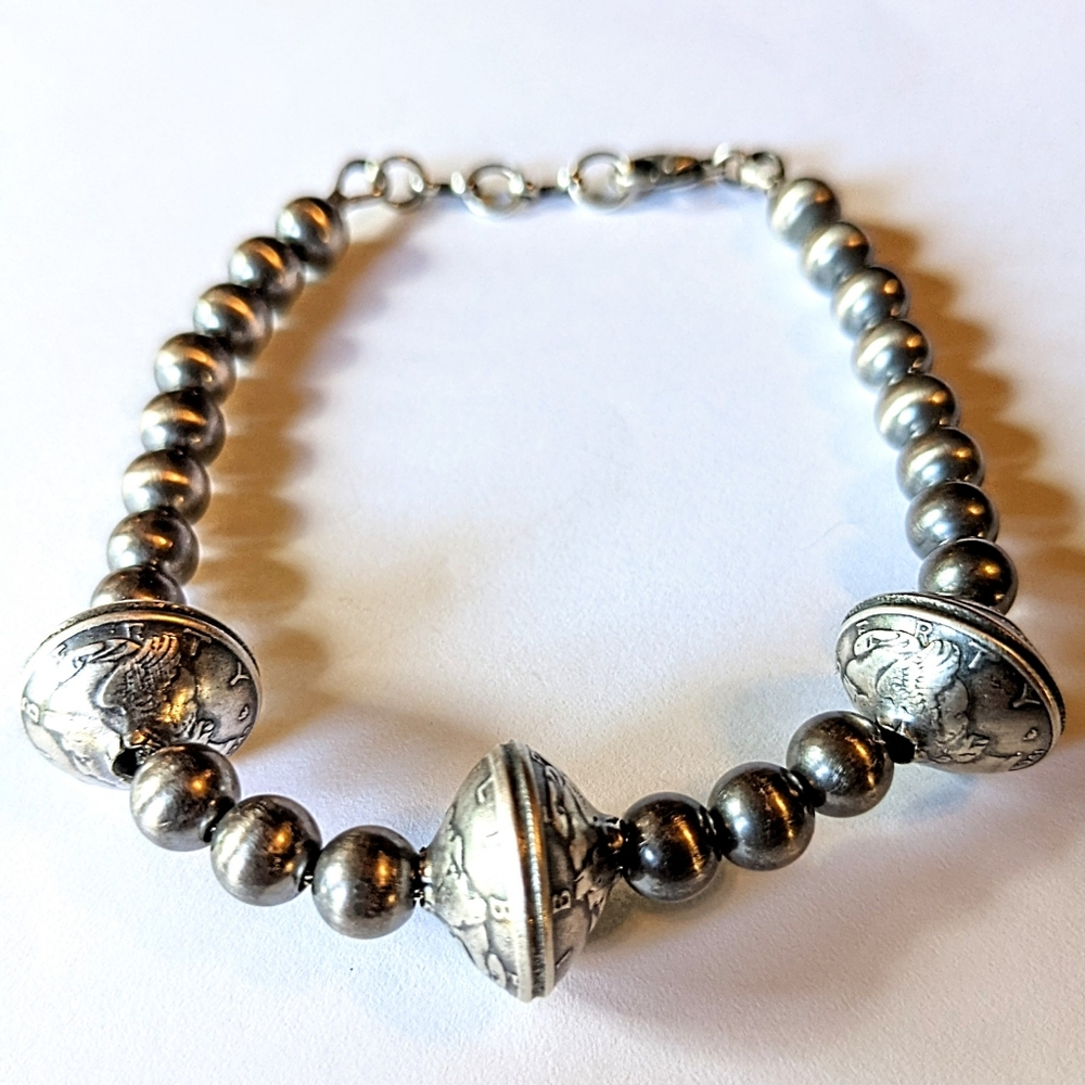 Navajo Pearls and Mercury Dime Bracelet